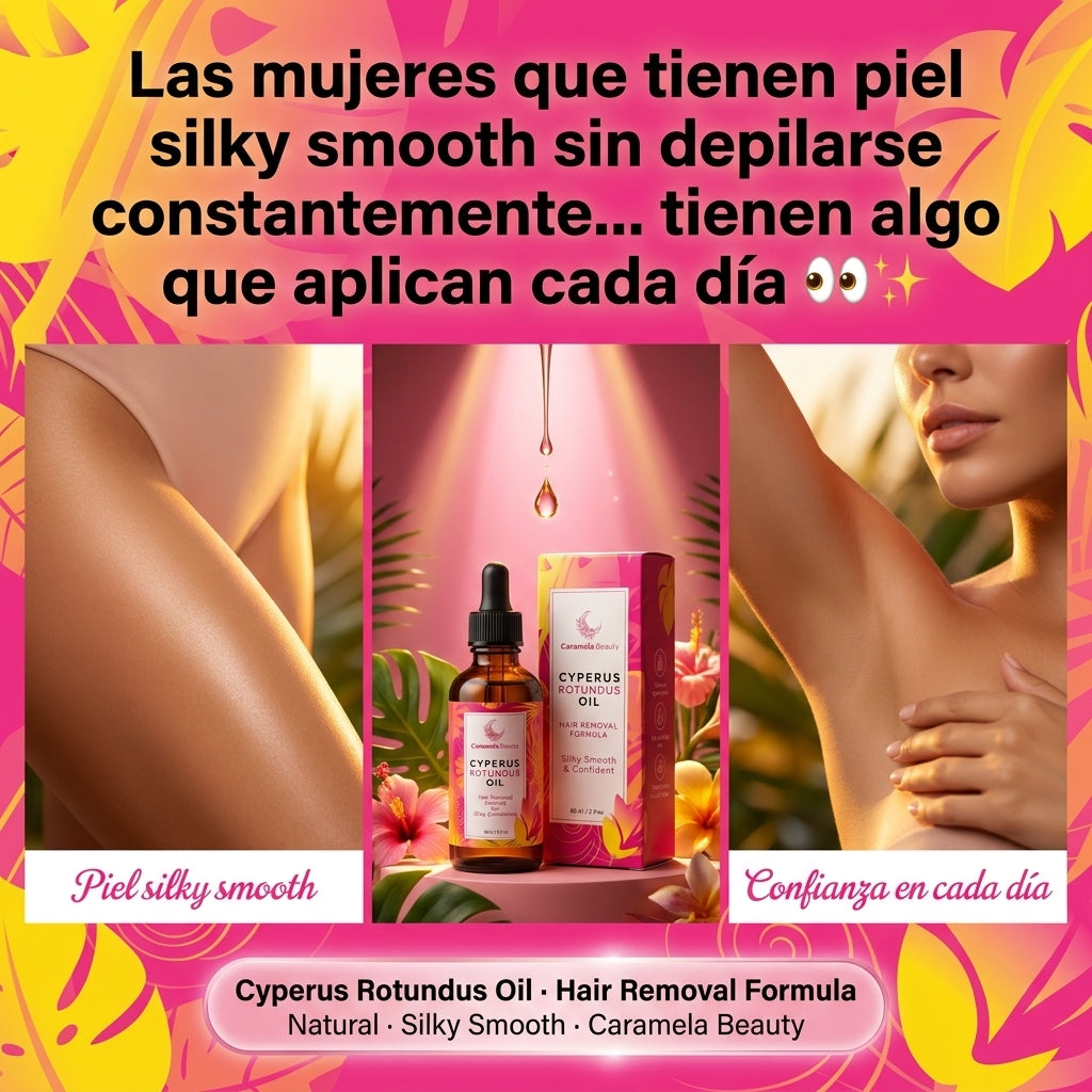 Cyperus Rotundus Oil — Reduce El Vello Corporal No Deseado Naturalmente Con La Fórmula Hair Removal De Caramela Beauty 🌿✨