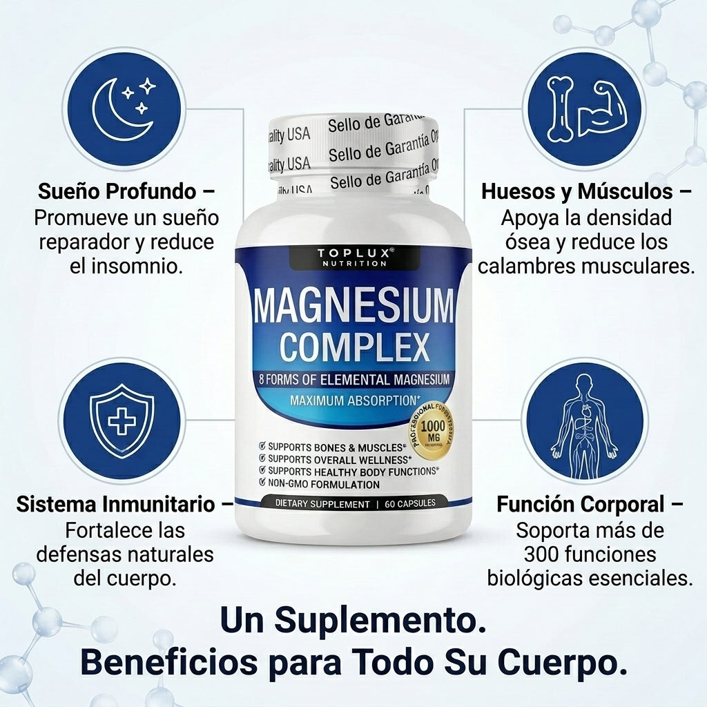 Magnesium Complex — Duerme Profundo, Relaja Tus Músculos y Fortalece Tu Cuerpo Con 8 Formas de Magnesio 💙