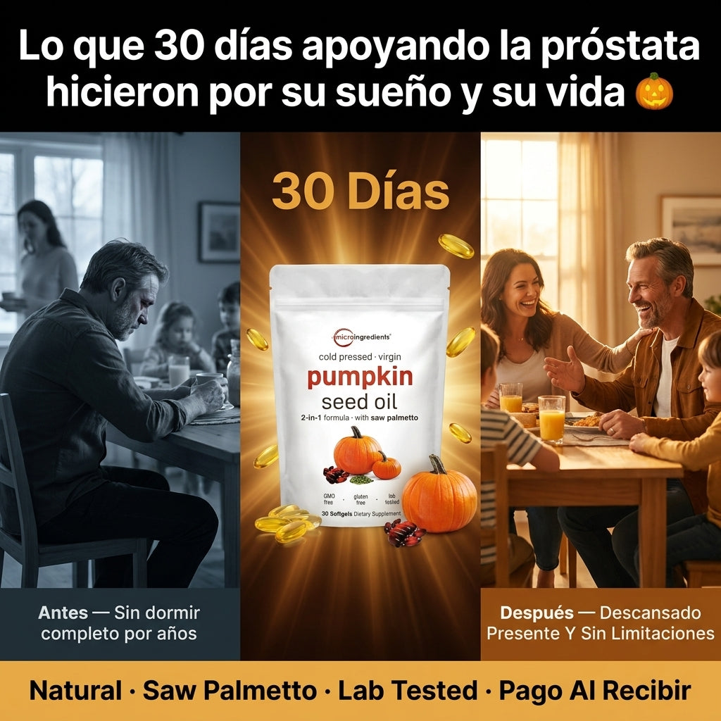 Pumpkin Seed Oil — Apoya Tu Próstata, Mejora El Flujo Urinario y Duerme Sin Interrupciones Con Aceite De Calabaza + Saw Palmetto 🎃