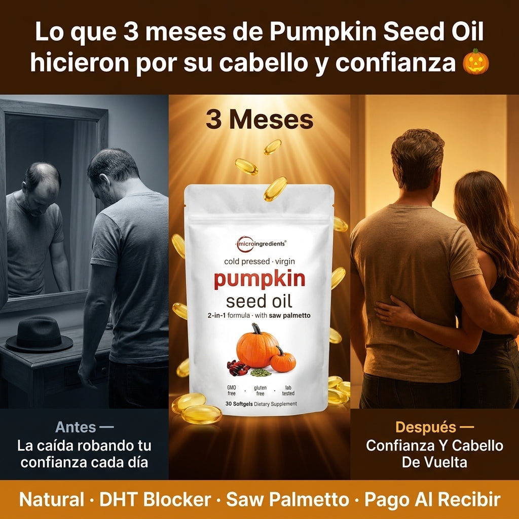 Pumpkin Seed Oil — Apoya Tu Próstata, Mejora El Flujo Urinario y Duerme Sin Interrupciones Con Aceite De Calabaza + Saw Palmetto 🎃