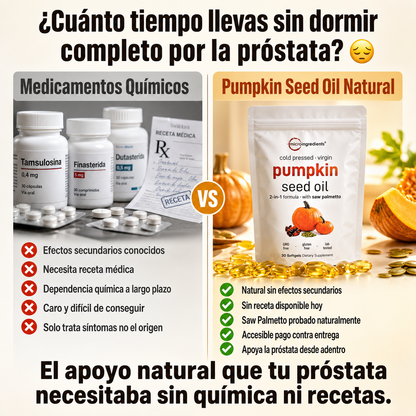 Pumpkin Seed Oil — Apoya Tu Próstata, Mejora El Flujo Urinario y Duerme Sin Interrupciones Con Aceite De Calabaza + Saw Palmetto 🎃