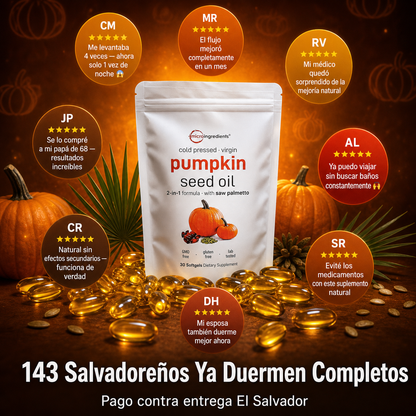 Pumpkin Seed Oil — Apoya Tu Próstata, Mejora El Flujo Urinario y Duerme Sin Interrupciones Con Aceite De Calabaza + Saw Palmetto 🎃