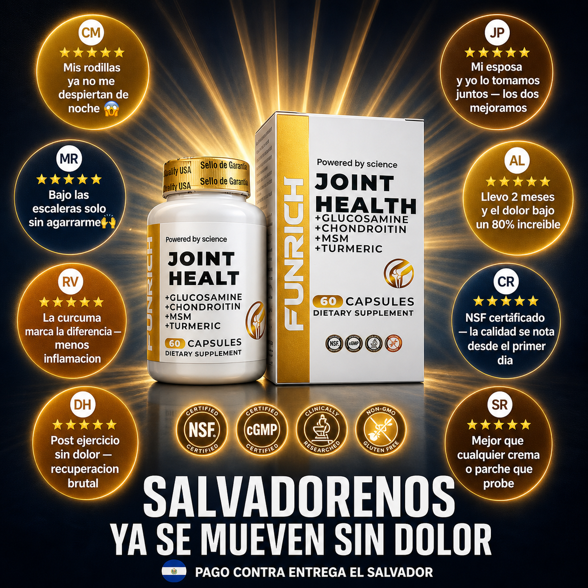 Joint Health — Alivia El Dolor De Rodillas, Espalda Y Articulaciones Con Glucosamina, Condroitina, MSM Y Cúrcuma 💪