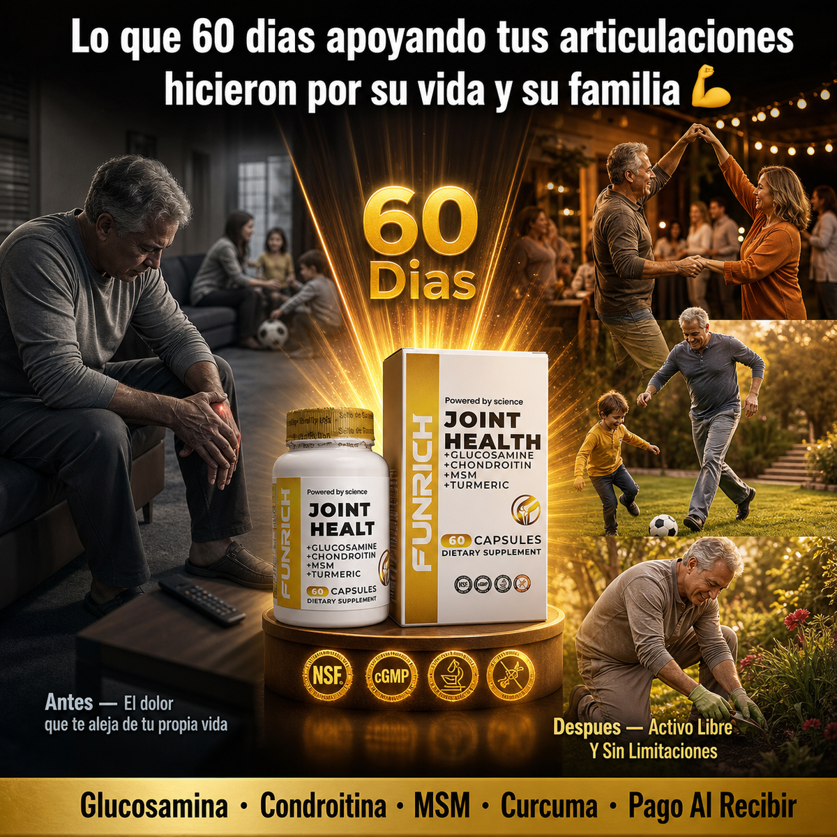 Joint Health — Alivia El Dolor De Rodillas, Espalda Y Articulaciones Con Glucosamina, Condroitina, MSM Y Cúrcuma 💪