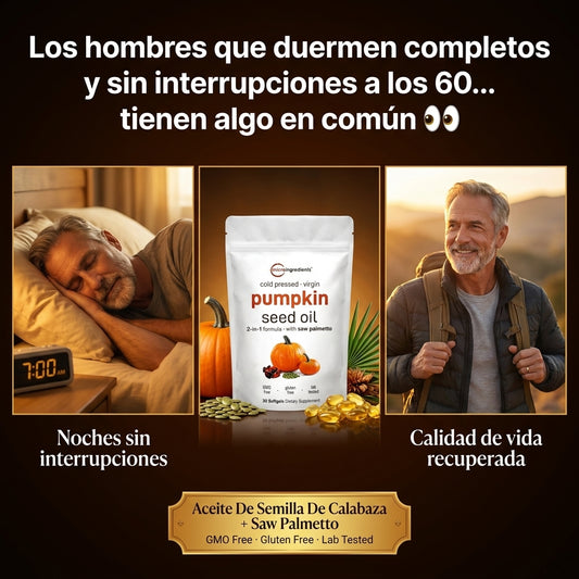 Pumpkin Seed Oil — Apoya Tu Próstata, Mejora El Flujo Urinario y Duerme Sin Interrupciones Con Aceite De Calabaza + Saw Palmetto 🎃