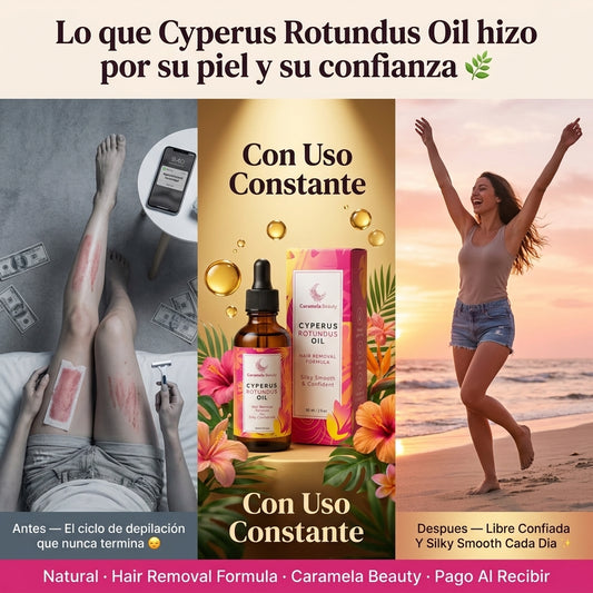 Cyperus Rotundus Oil — Reduce El Vello Corporal No Deseado Naturalmente Con La Fórmula Hair Removal De Caramela Beauty 🌿✨