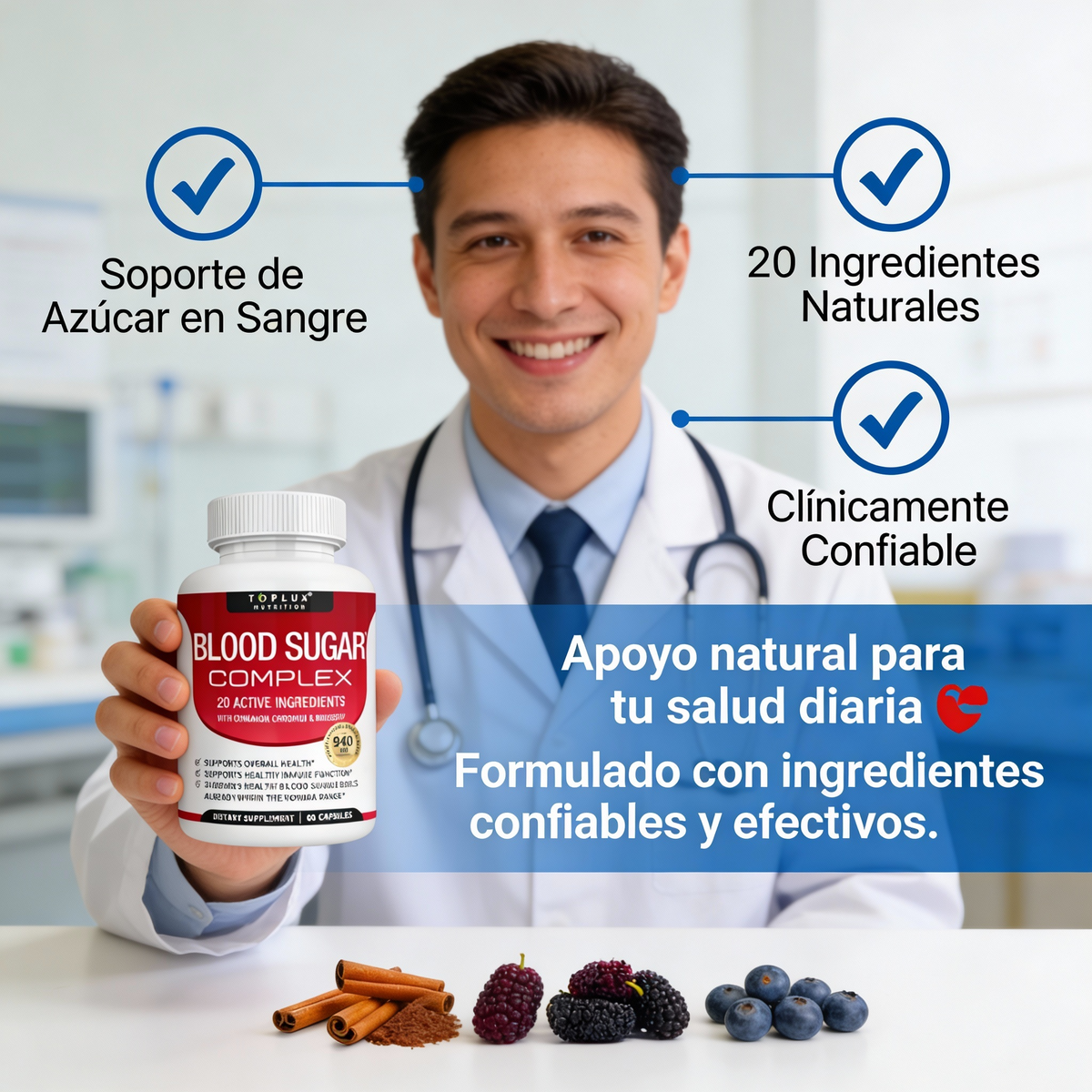 Blood Sugar Complex — Controla Tu Azúcar Naturalmente Con 20 Ingredientes Activos 🌿