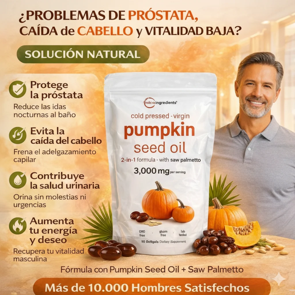 Pumpkin Seed Oil — Apoya Tu Próstata, Mejora El Flujo Urinario y Duerme Sin Interrupciones Con Aceite De Calabaza + Saw Palmetto 🎃